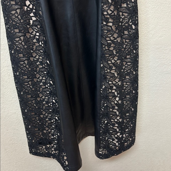 Anthropologie NWOT Faux Leather & Lace Midi Dress size 6 - Picture 7 of 8